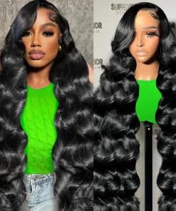 Walsdi 24 Pulgadas Onda del Cuerpo Pelucas Frontales de