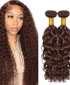 #4 Brown Bundles Cabello Humano Ondulado en Agua 28 30