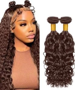 #4 Brown Bundles Pelo Humano Ondas de Agua 30 32 Pulgadas 2