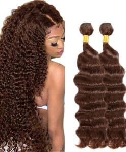 #4 Brown Bundles Cabello Humano Ondas Profundas 24 26
