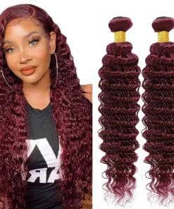 Paquetes de Cabello Humano Ondas Profundas 99j Borgoña