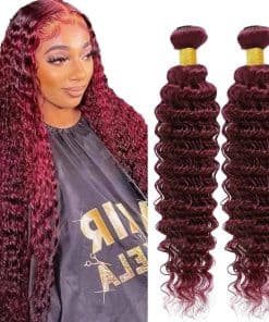 Rizos Profundos de Pelo Humano en 99J Borgoña - 2 Paquetes