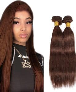 #4 Brown Bundles Cabello Humano Liso 24 26 Pulgadas
