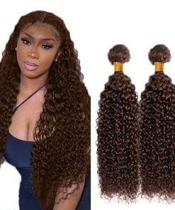#4 Brown Bundles Rizados de Cabello Humano 24 26 Pulgadas