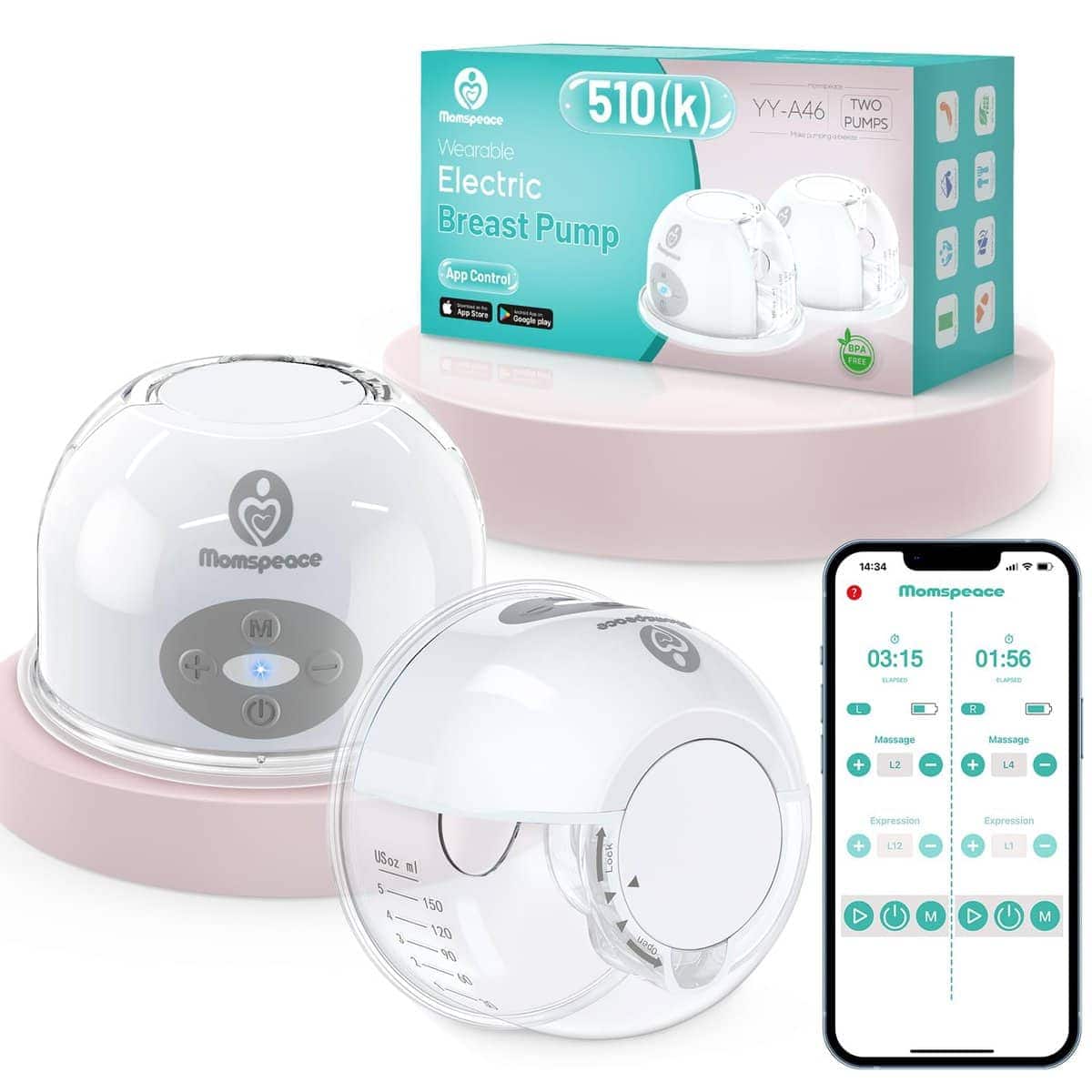 Extractor de Leche Manos Libres con APP para Mamás