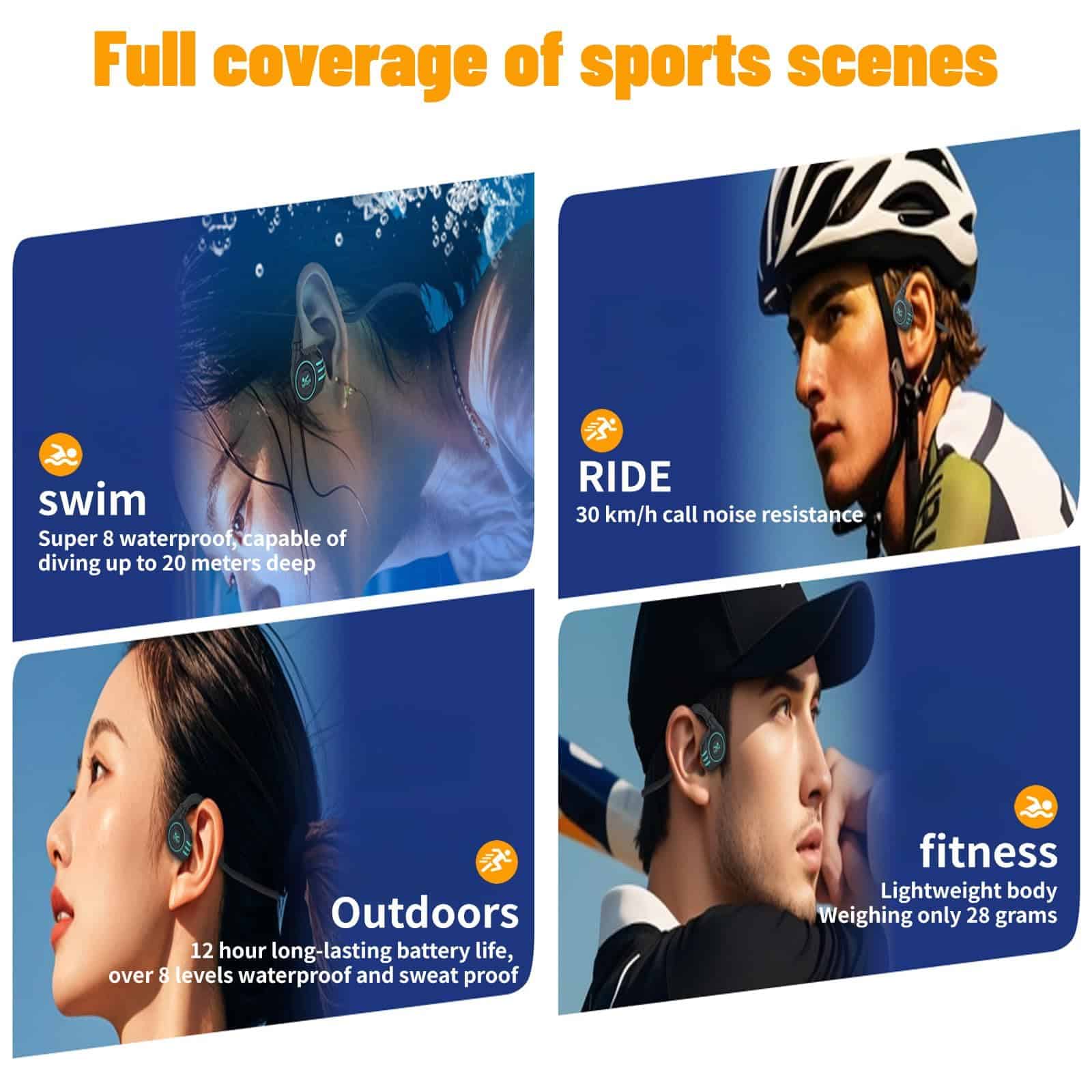 Audífonos de natación - audífonos de conducción ósea, - Imagen 7