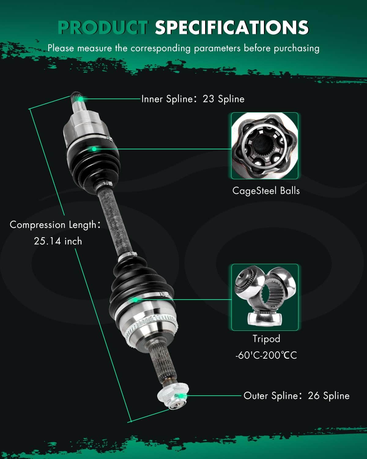 Eje de transmisión CV SCITOO delantero izquierdo para - Imagen 6