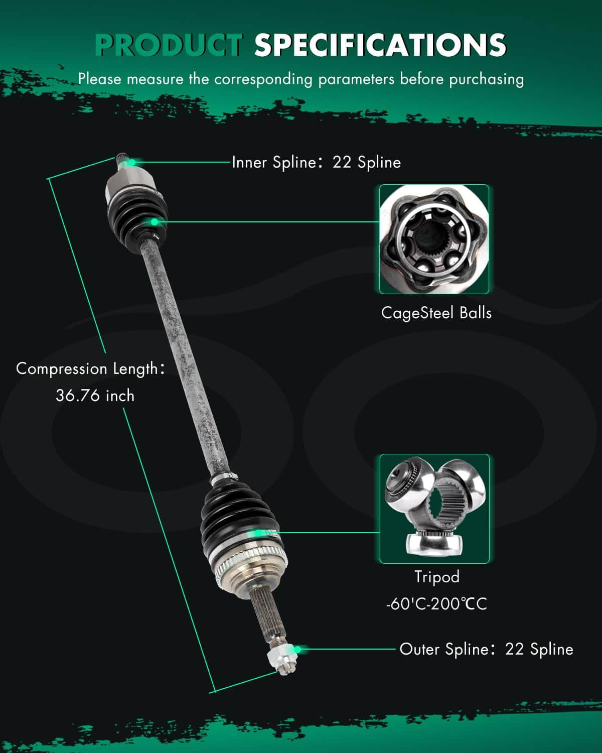 SCITOO Eje de Transmisión delantero derecho CV ensamblaje - Imagen 6