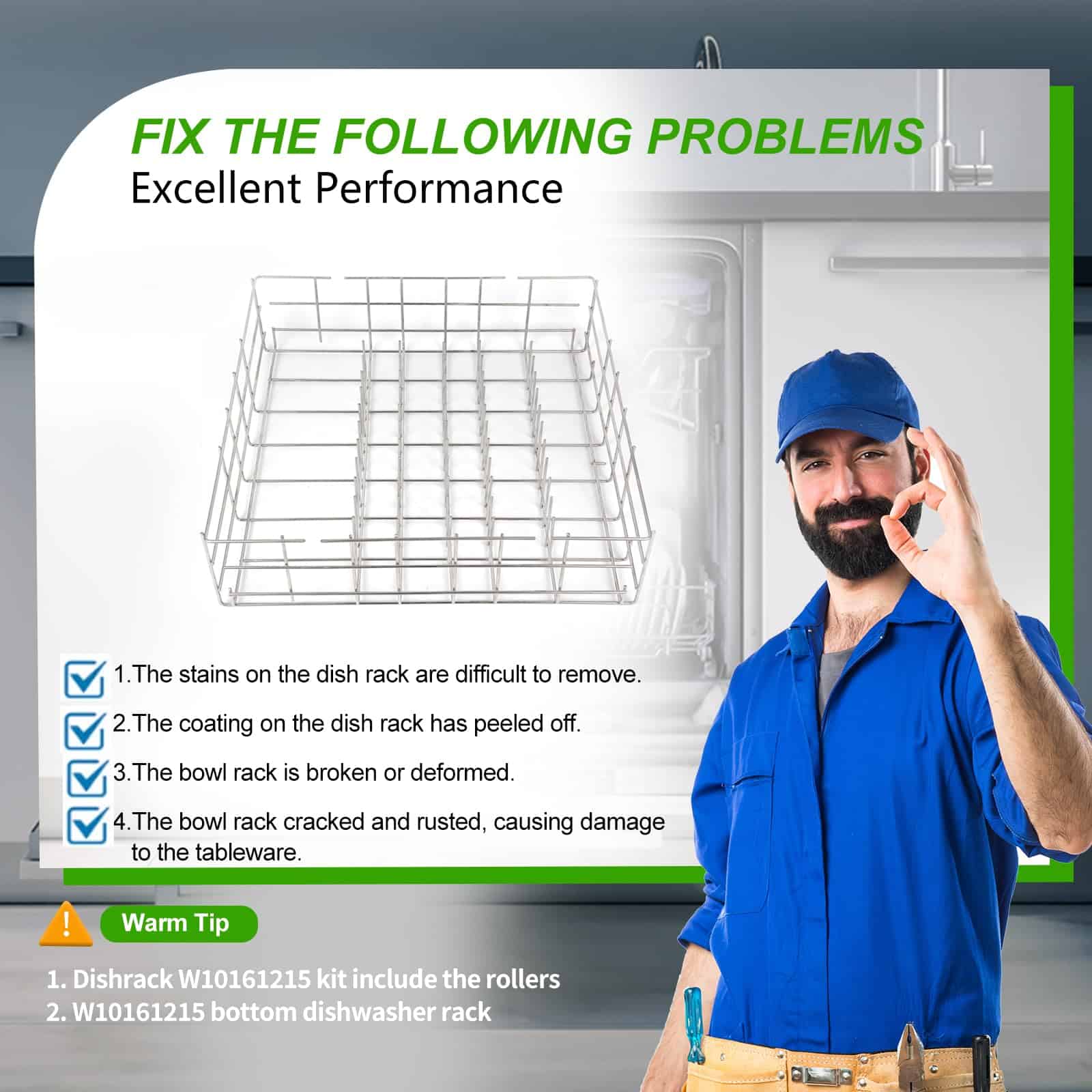 Canasta Inferior para Lavavajillas Whirlpool W10161215 - - Imagen 7