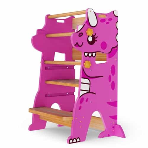 Taburete escalón para niños pequeños Torre ajustable Dino