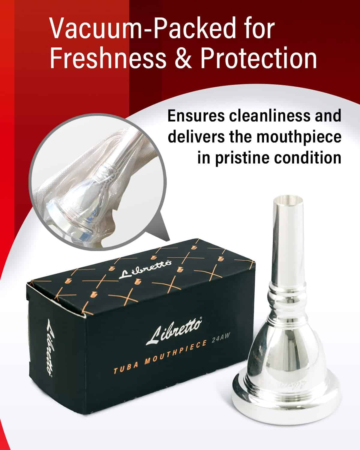 Boquilla de Tuba Libretto 24AW, Boquilla de Tuba Plateada - Imagen 5