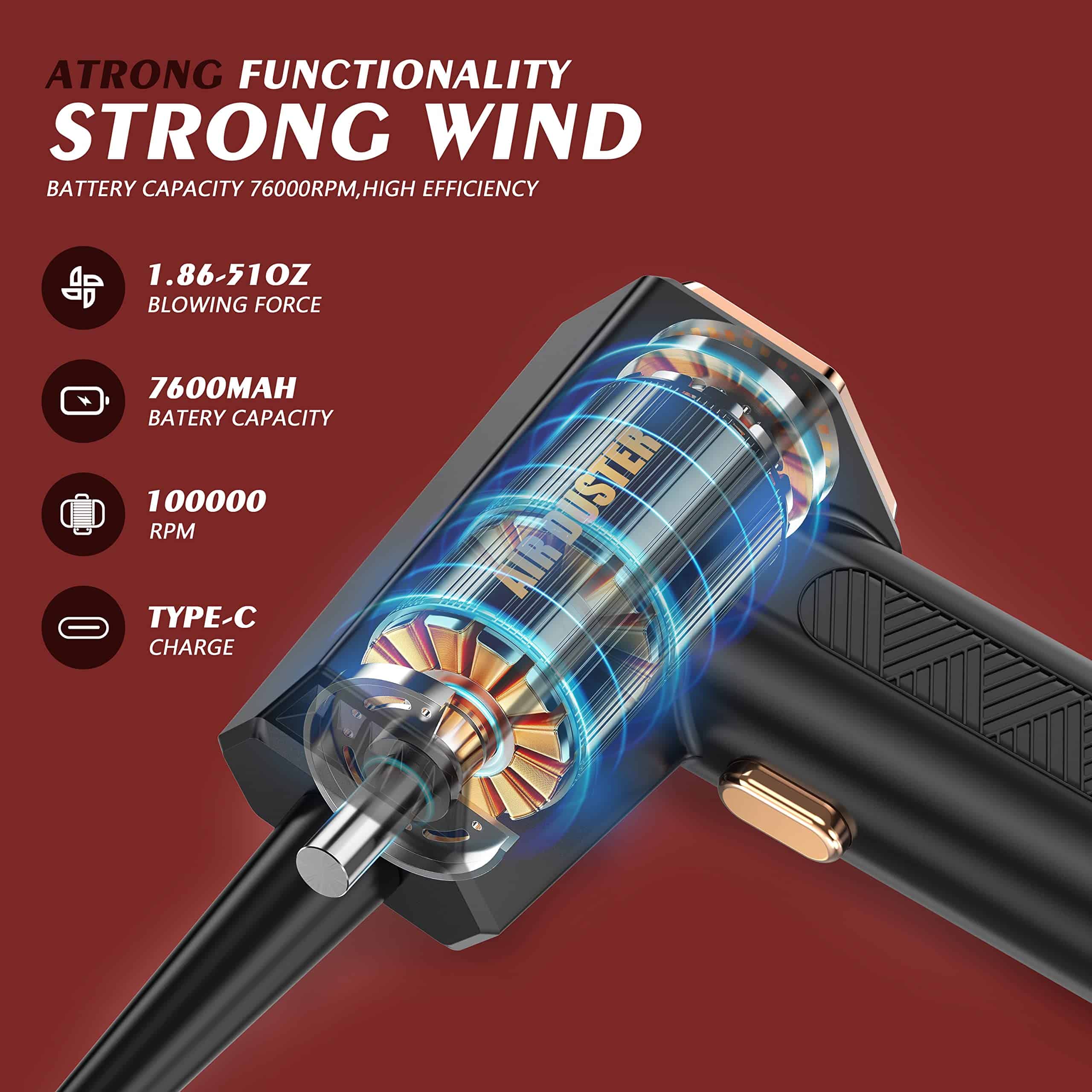 Soplador de aire comprimido - Soplador de aire -Amarillo - Imagen 5