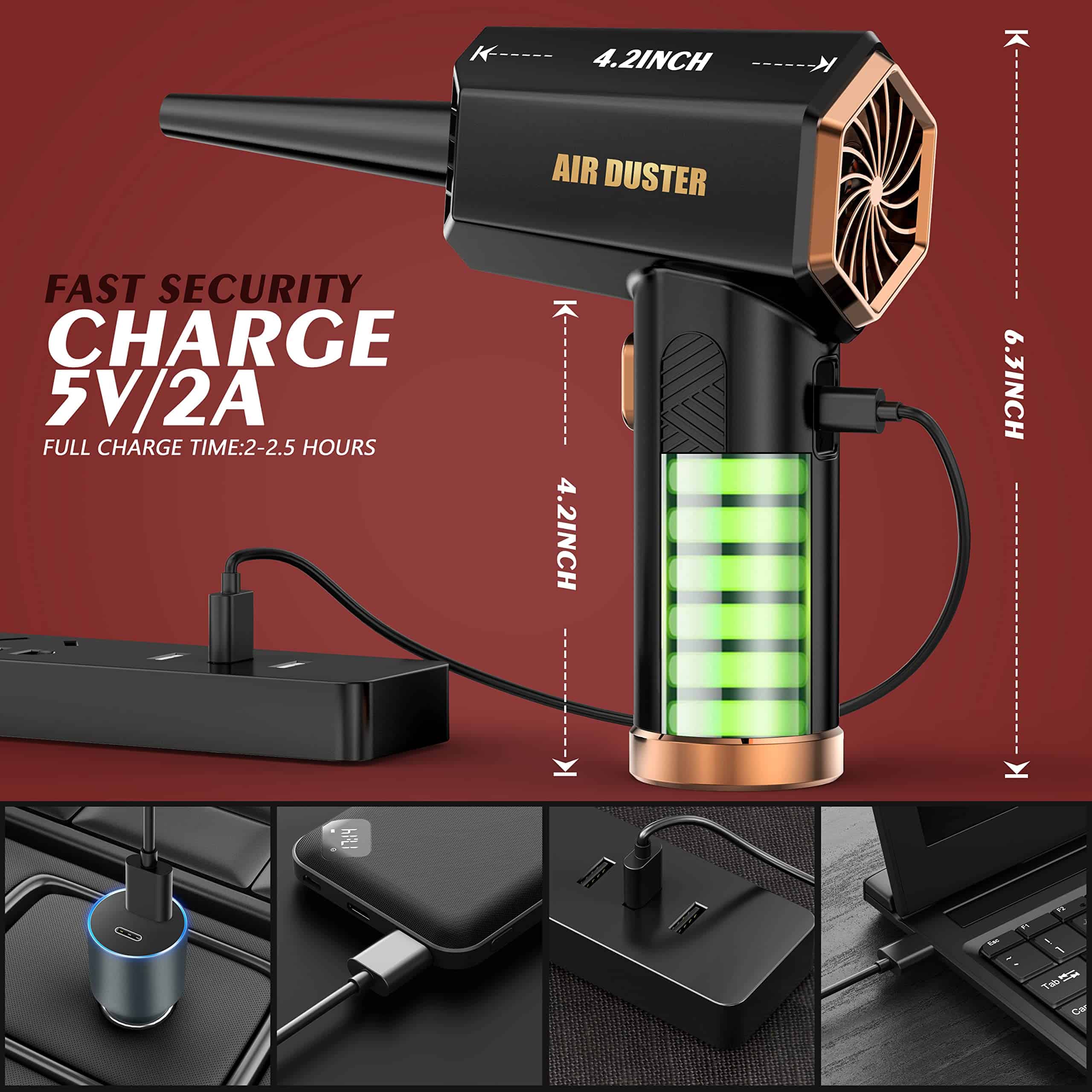 Soplador de aire comprimido - Soplador de aire -Amarillo - Imagen 7