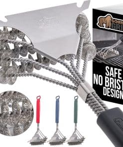 GORILLA GRIP Cepillo de parrilla de triple hélice pesado