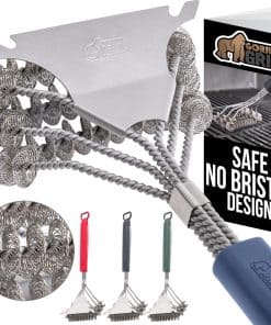 Cepillo de parrilla resistente sin cerdas de triple hélice