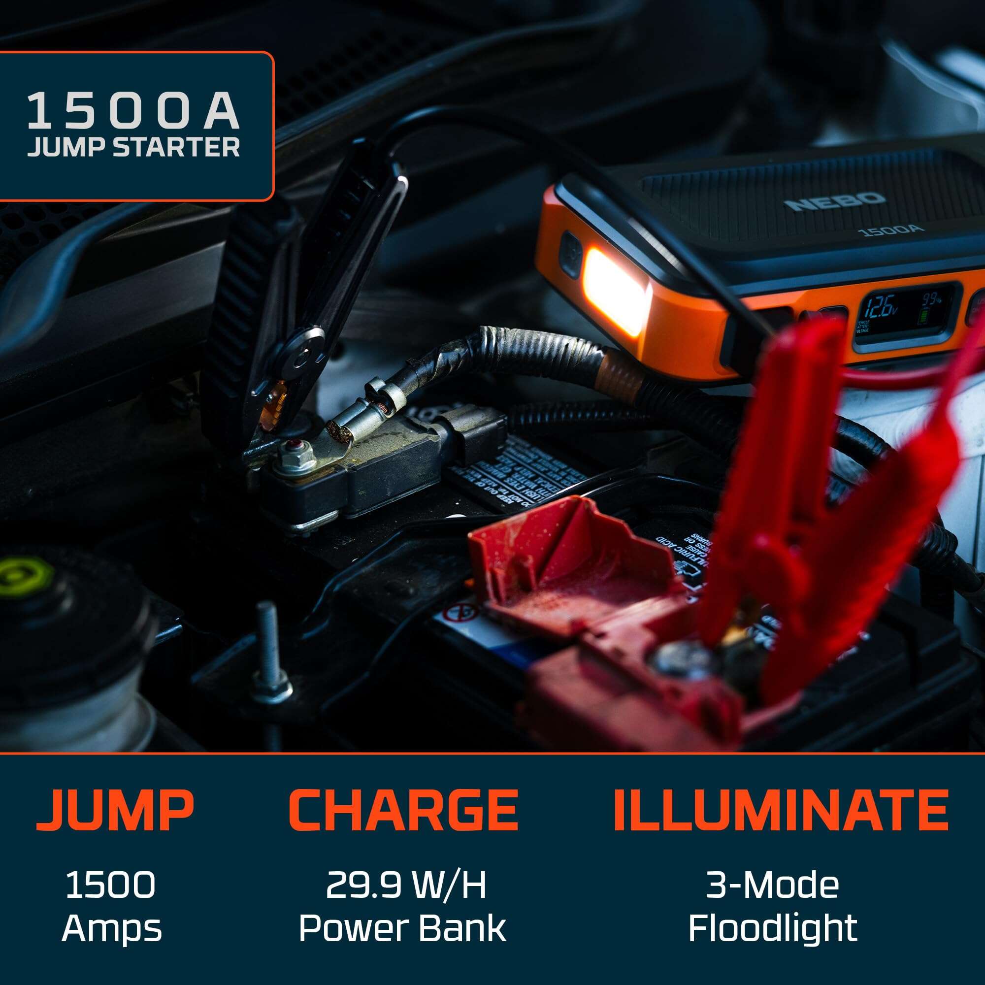 Arrancador de batería portátil NEBO 1500A | Fuente de - Imagen 5