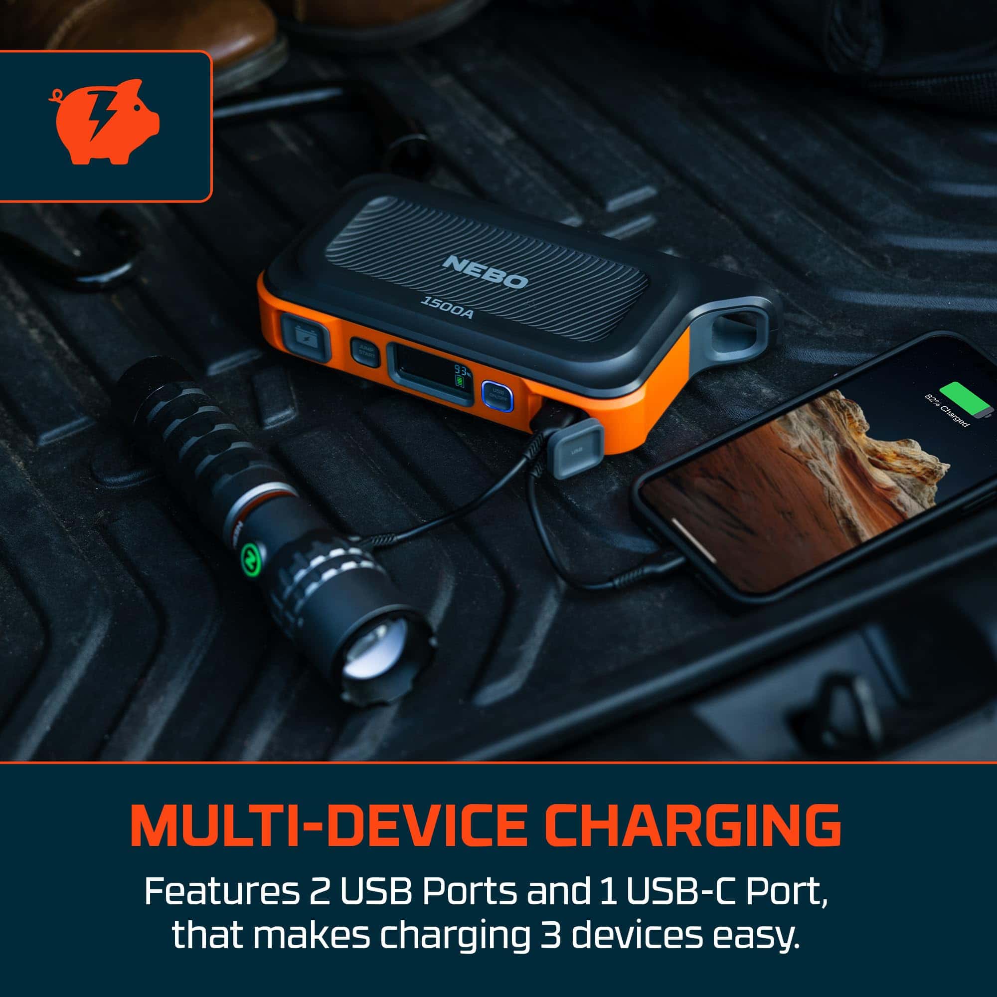 Arrancador de batería portátil NEBO 1500A | Fuente de - Imagen 7