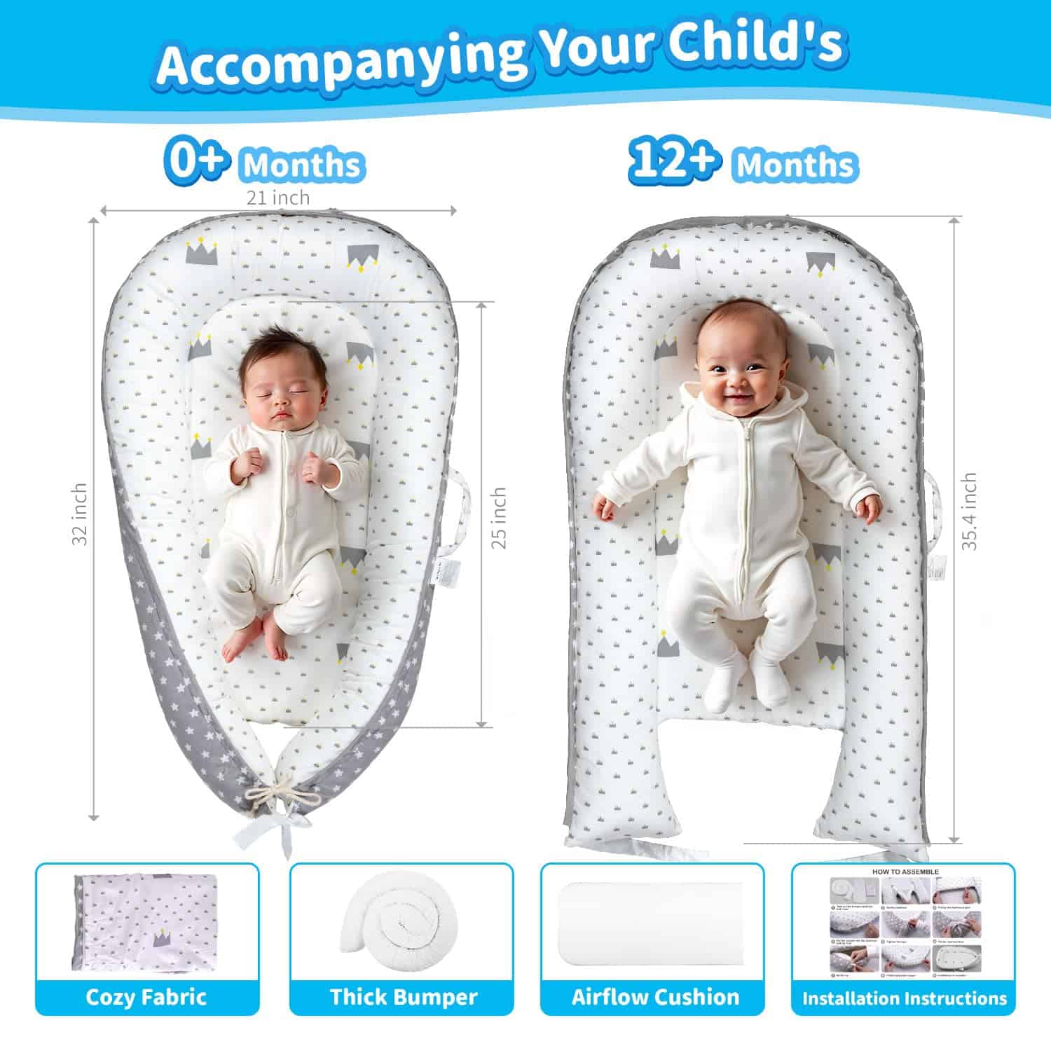 Almohada de Descanso para Bebé Recién Nacido, Algodón - Imagen 4