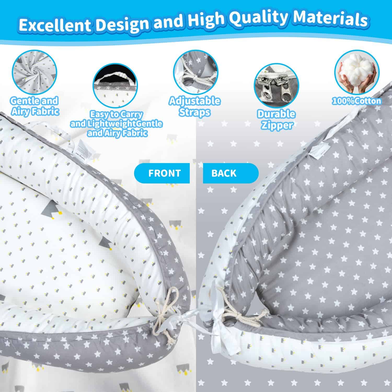 Almohada de Descanso para Bebé Recién Nacido, Algodón - Imagen 5