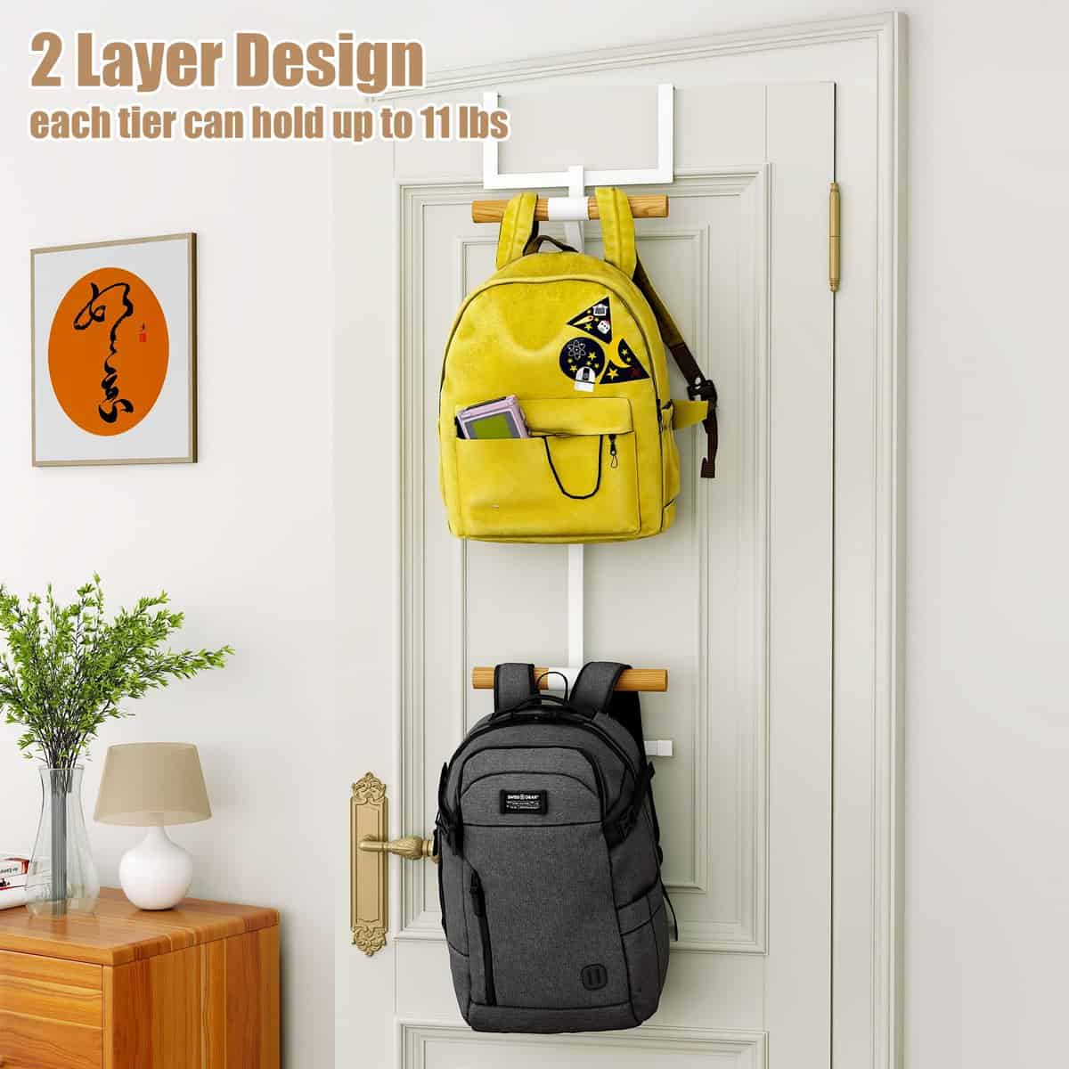 Organizador de Mochilas de 2 Niveles para Puerta de Armario - Imagen 6