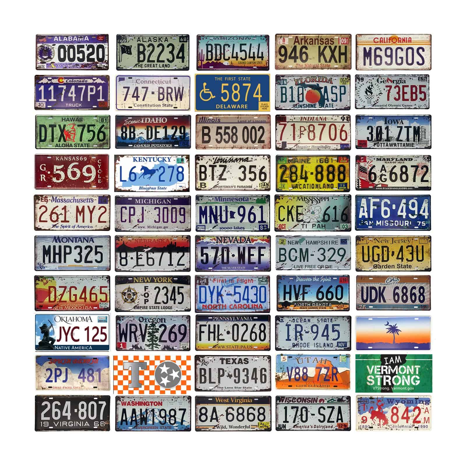 Replicas de Placas de Licencia Estilo Vintage de EE. UU.,