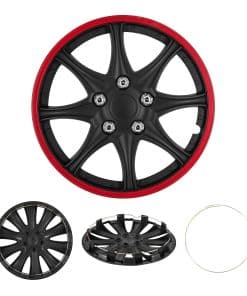 Set de 4 Tapacubos Cobra-Tek JDM Negro Rojo Universal para