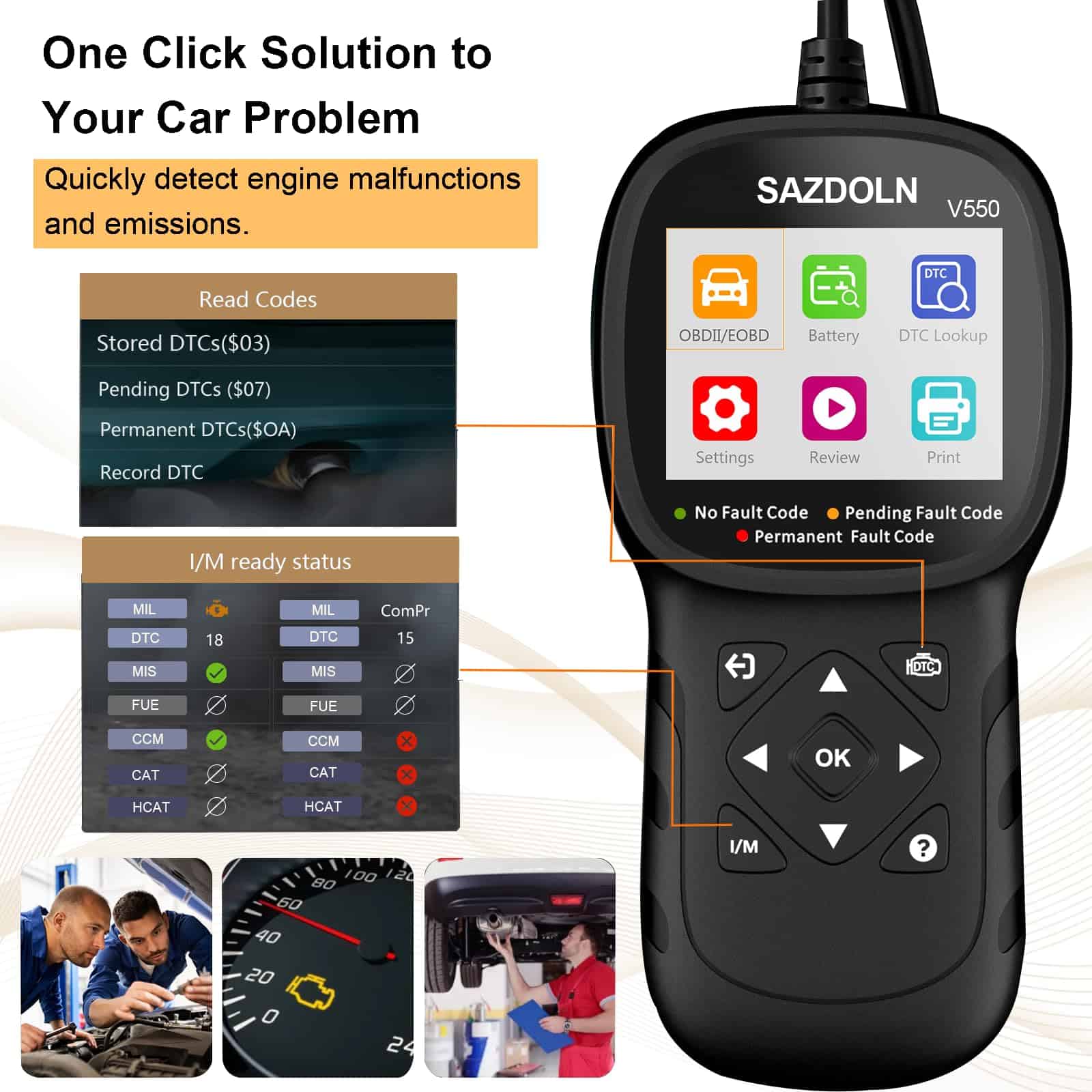 SAZDOLN V550 OBD2-Scanner, Herramienta de Diagnóstico para - Imagen 6