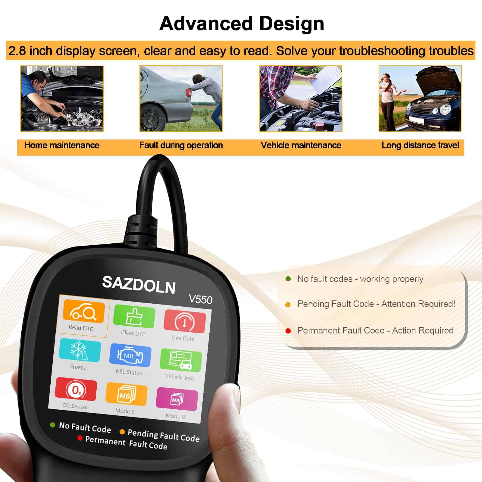 SAZDOLN V550 OBD2-Scanner, Herramienta de Diagnóstico para - Imagen 8