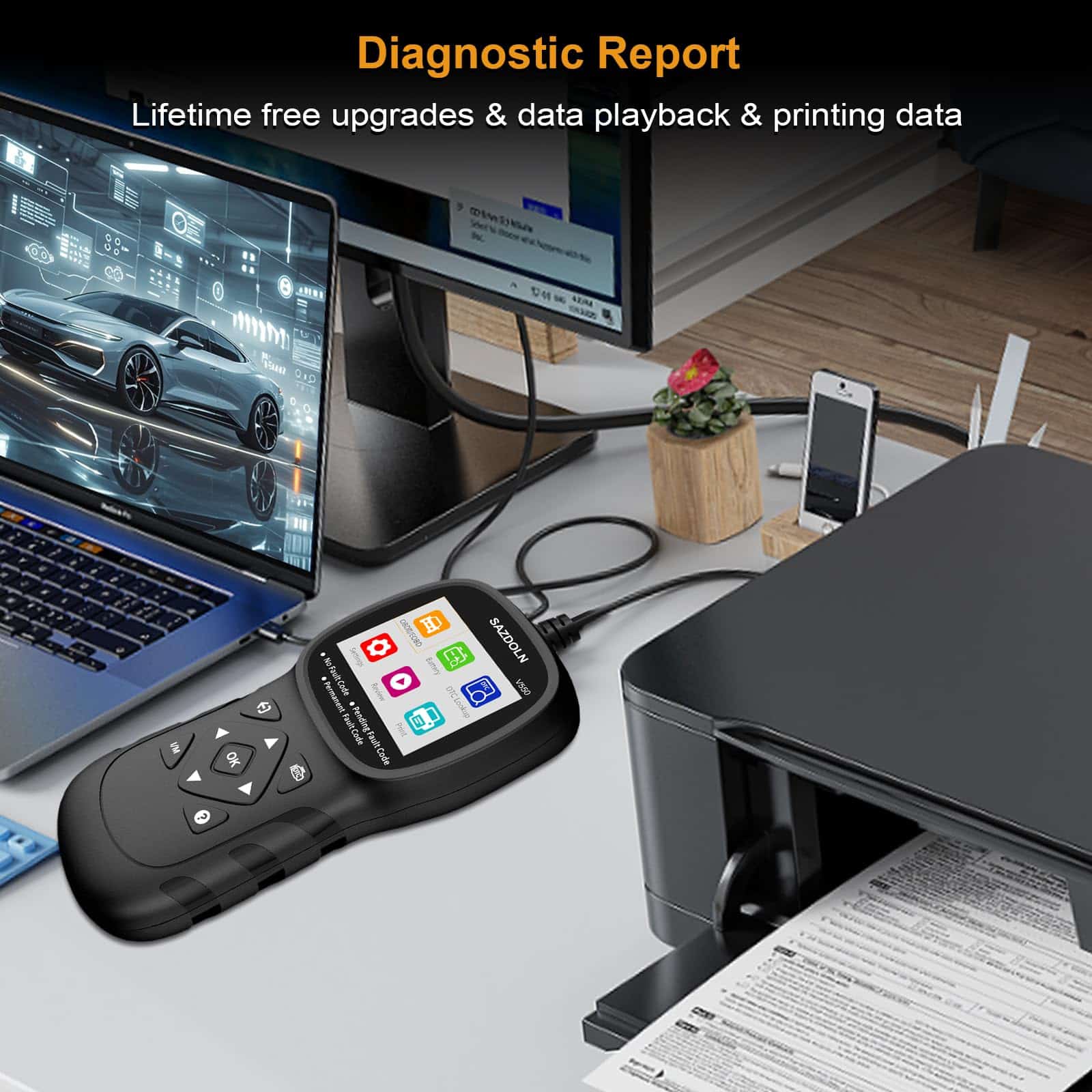 SAZDOLN V550 OBD2-Scanner, Herramienta de Diagnóstico para - Imagen 7