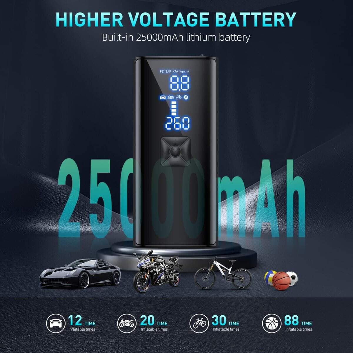 Compresor de aire portátil para neumáticos, 150PSI y - Imagen 5