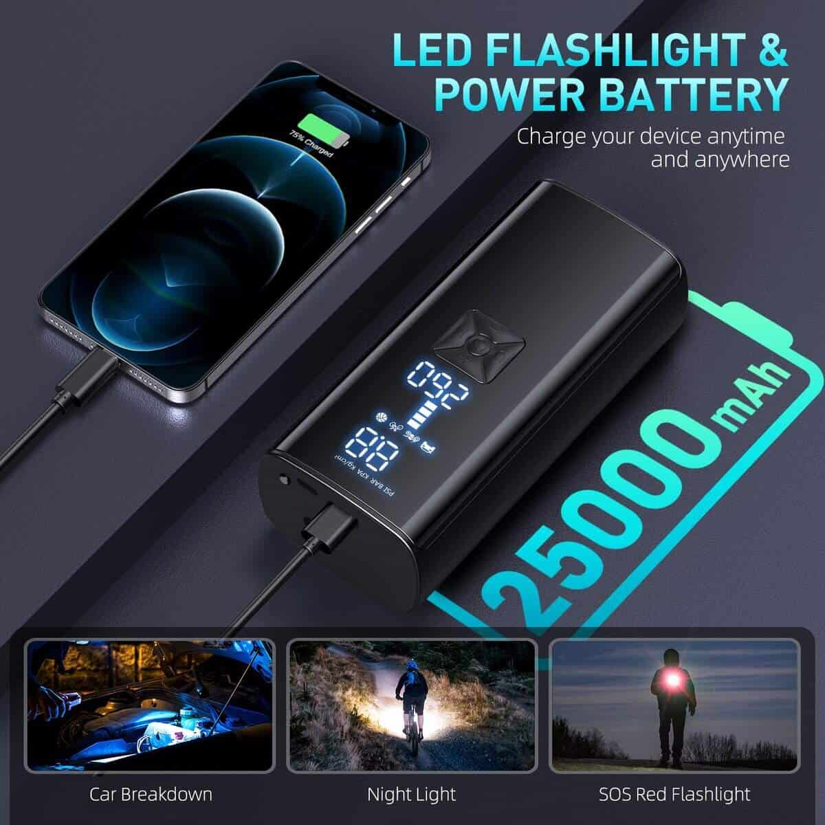 Compresor de aire portátil para neumáticos, 150PSI y - Imagen 7