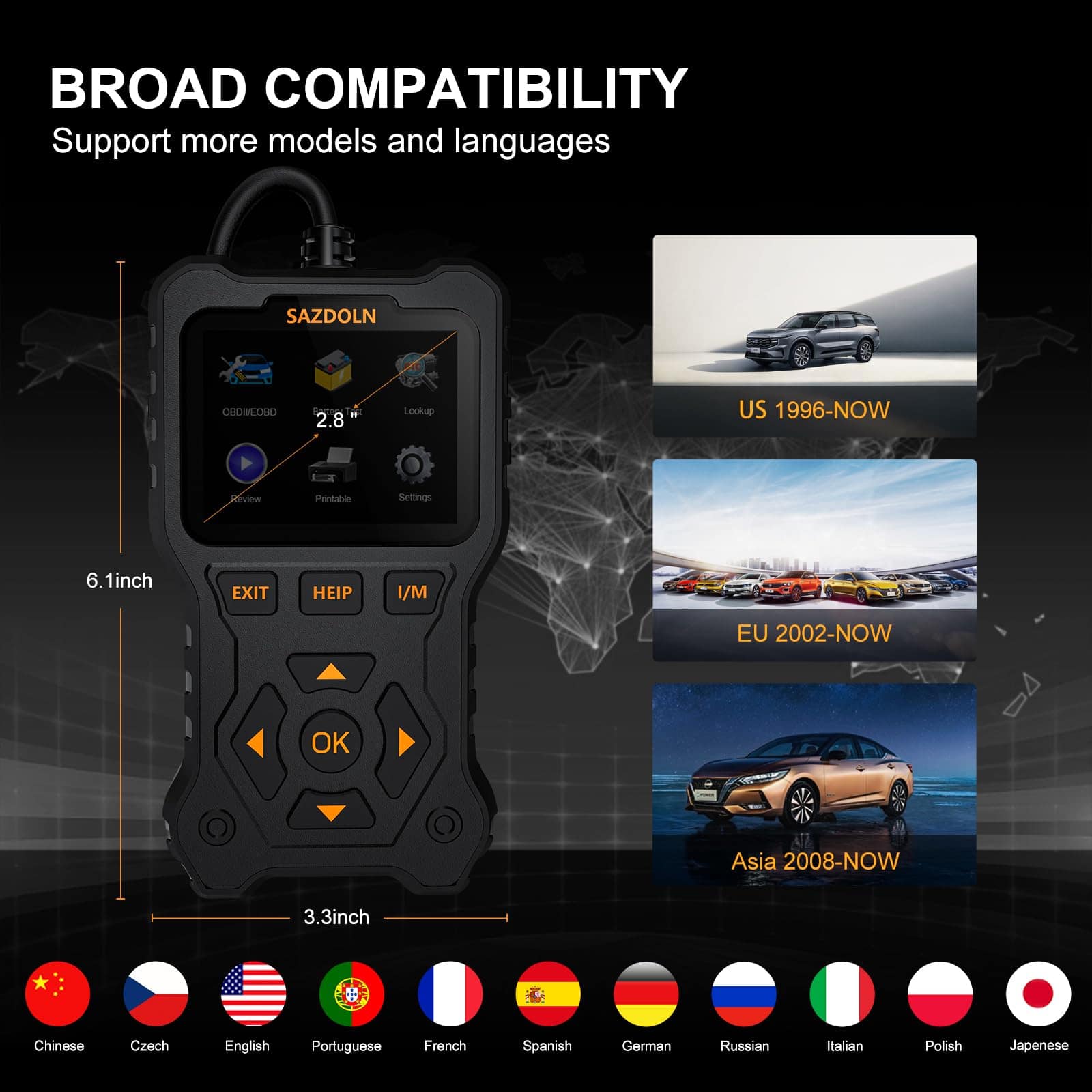 SAZDOLN S510 OBD2 Scanner - Herramienta Avanzada de - Imagen 6