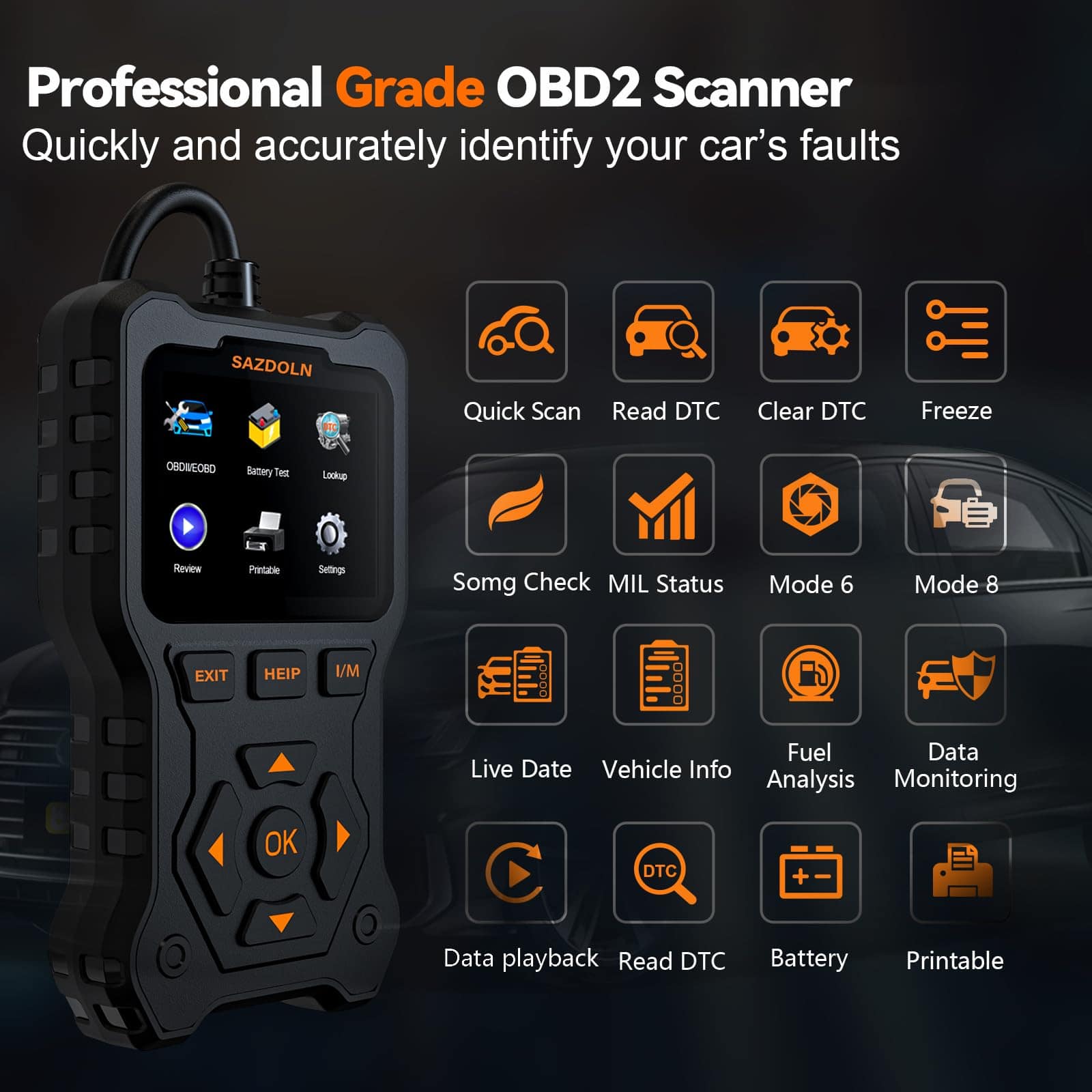 SAZDOLN S510 OBD2 Scanner - Herramienta Avanzada de - Imagen 3