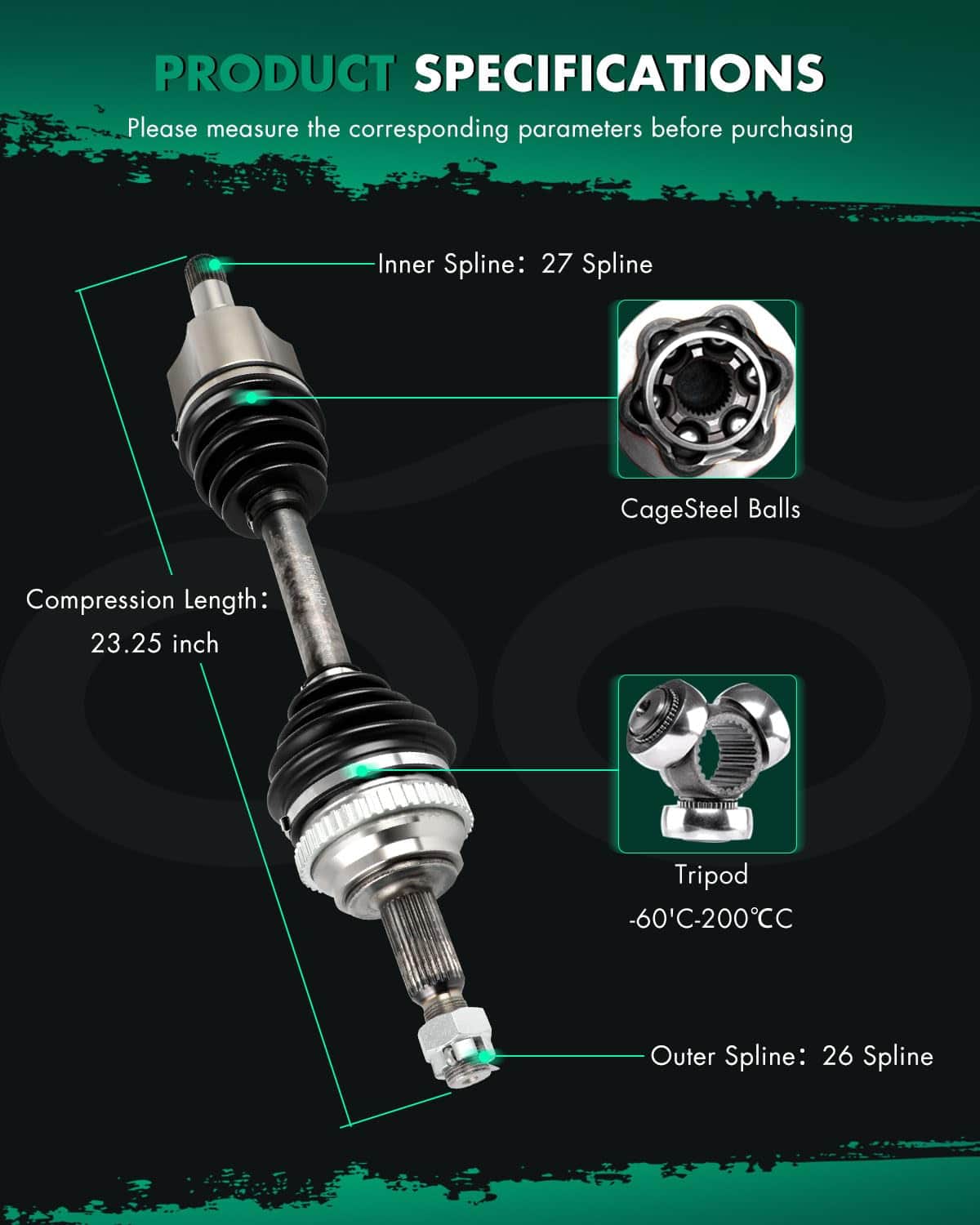 SCITOO Eje del eje de transmisión delantero izquierdo apto - Imagen 6