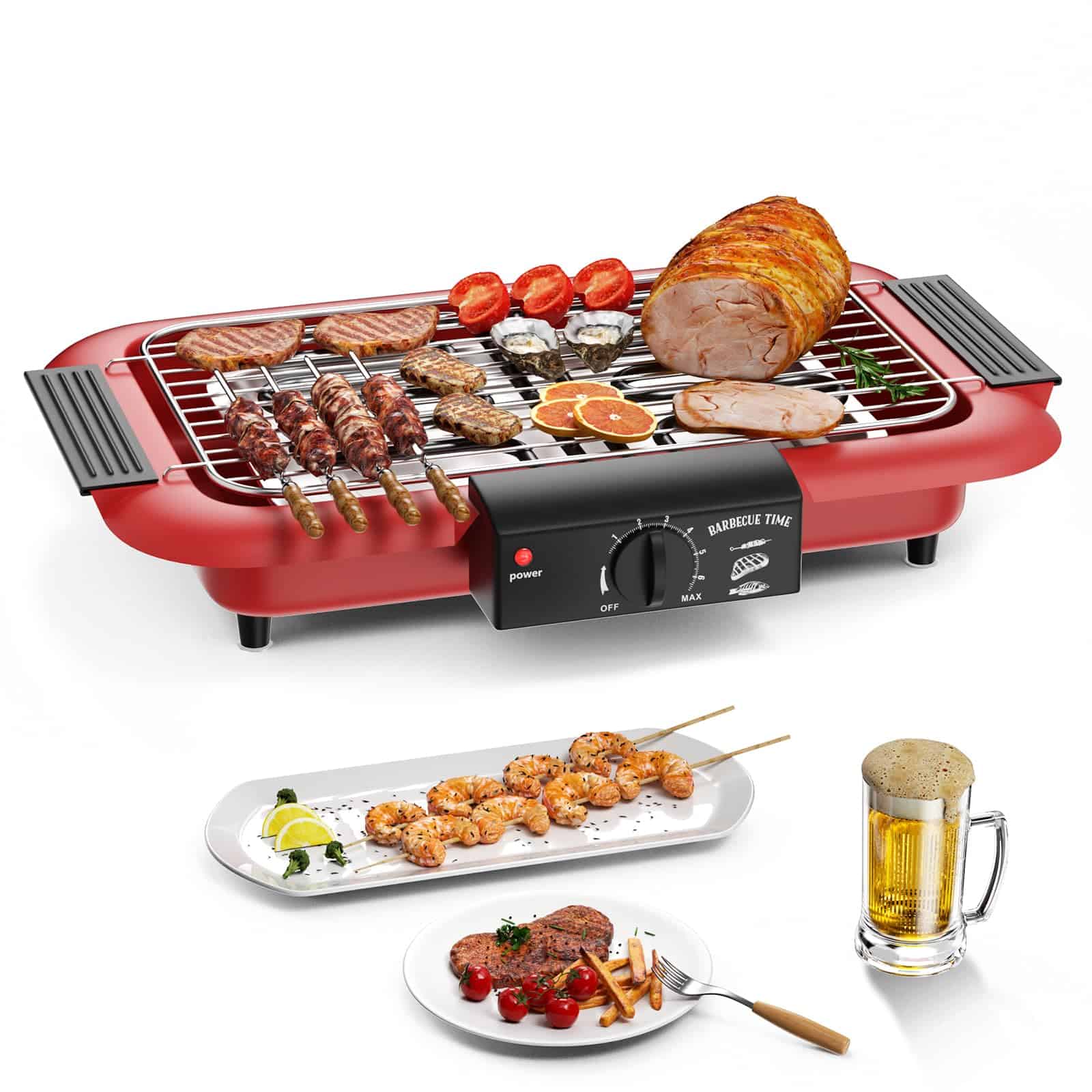 Asador BBQ Eléctrico, Parrilla Barbacoa Antiadherente sin