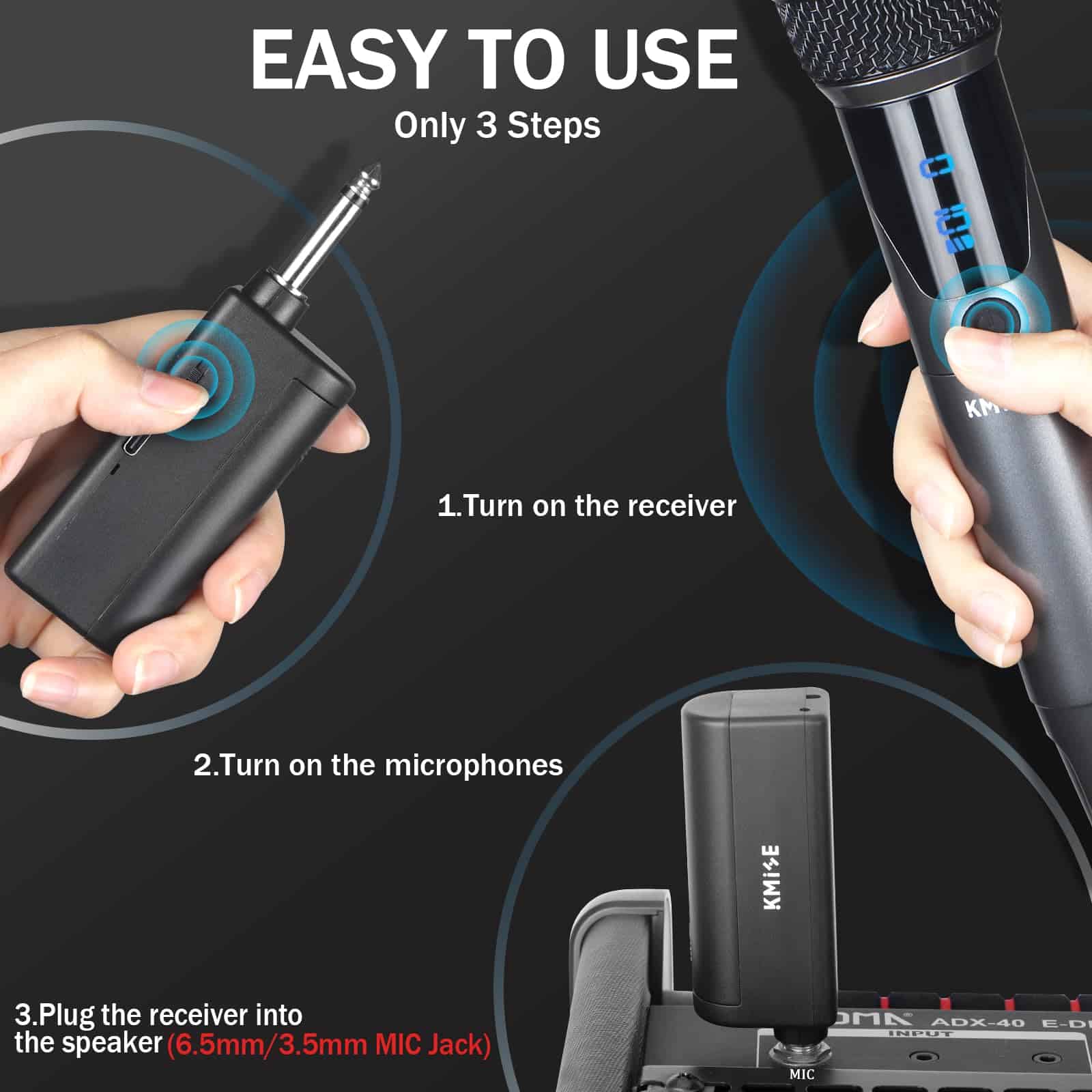 Sistema de Micrófono Inalámbrico Kmise, 2.4GHz Doble - Imagen 3