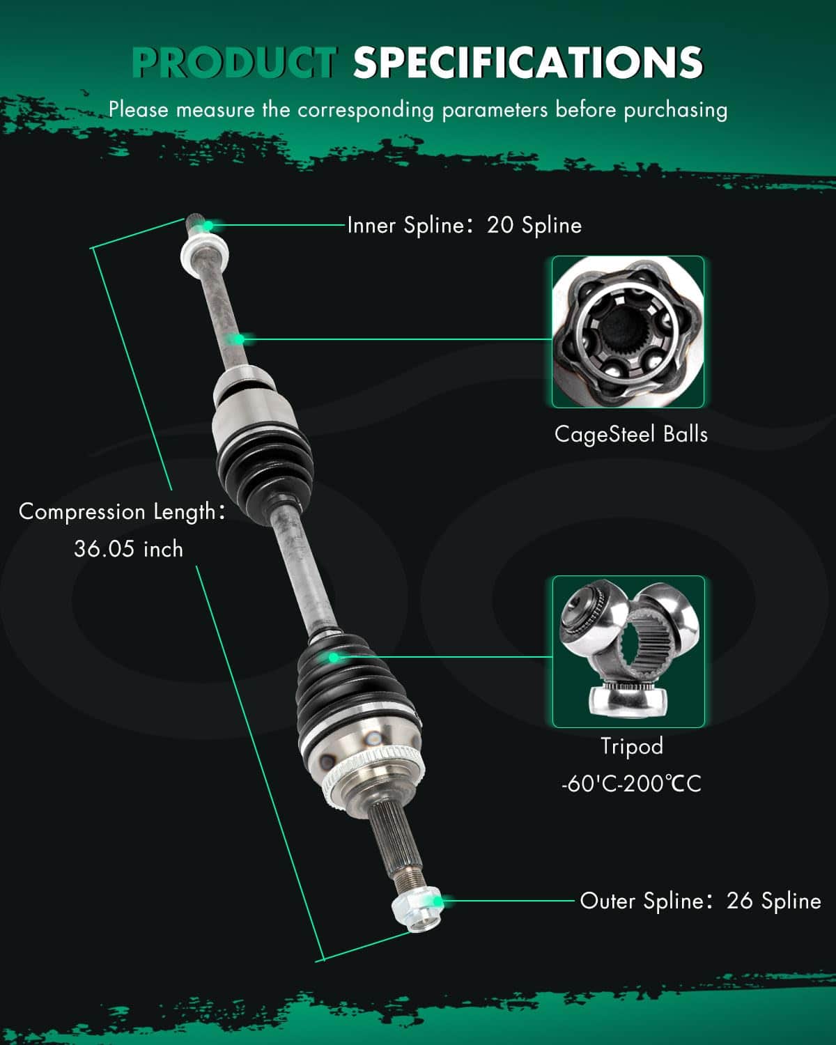 Árbol de Transmisión del Eje de la CV del Lado Derecho del - Imagen 6