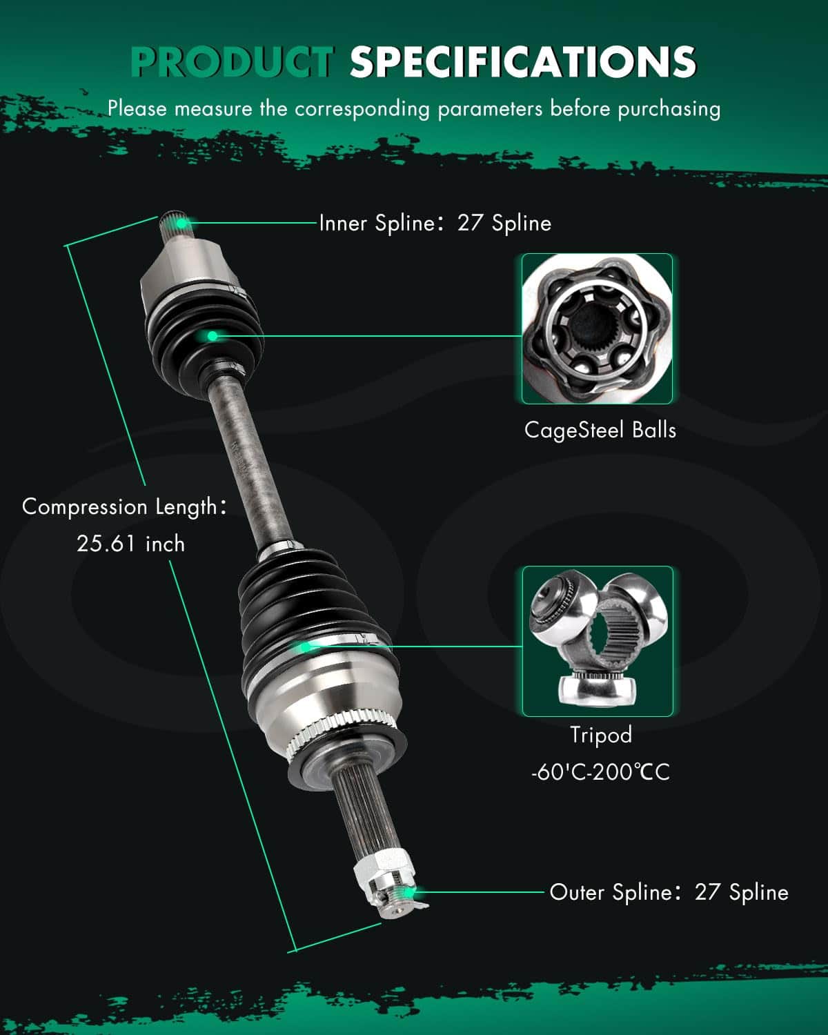 Eje de transmisión delantera izquierda para Hyundai Tiburon - Imagen 6