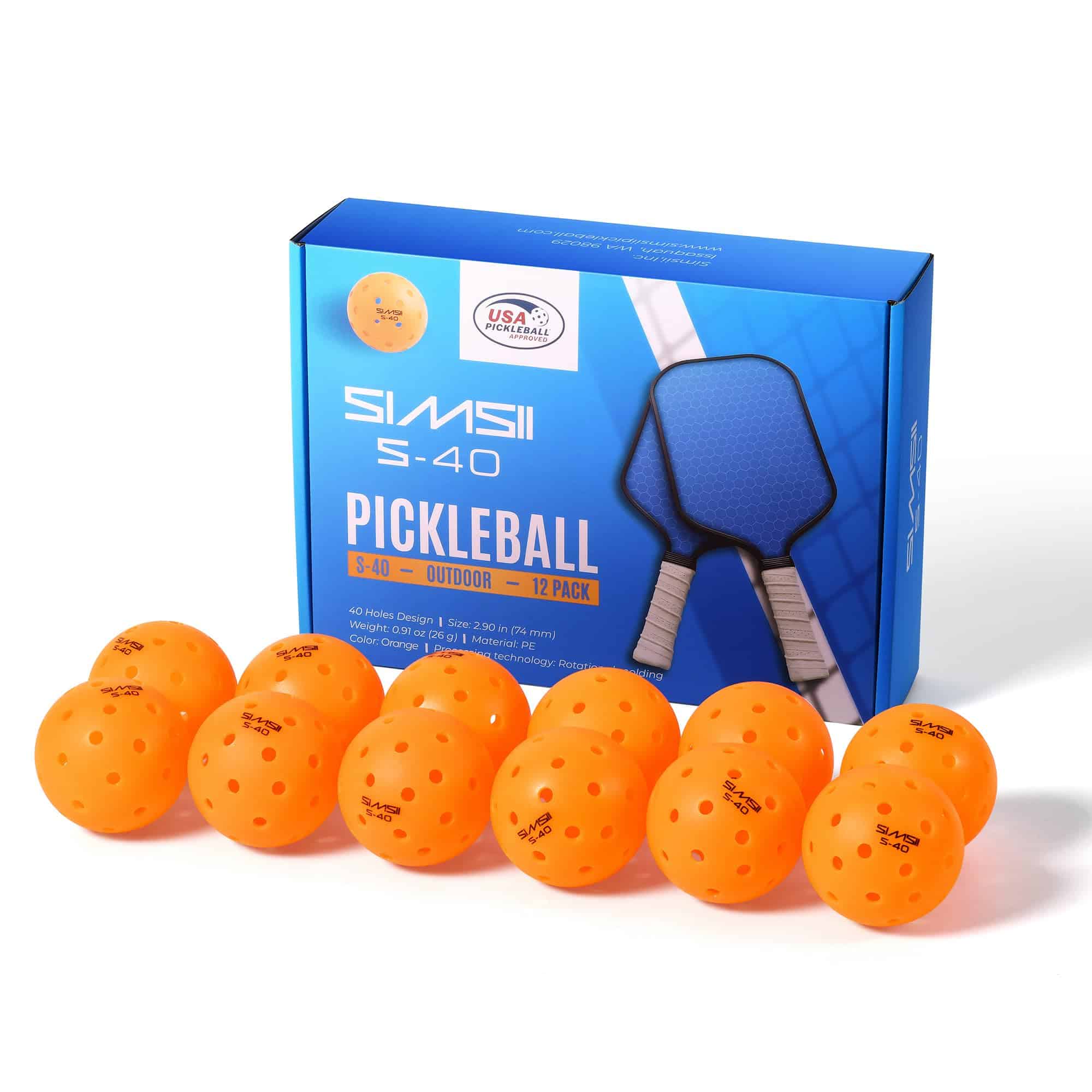 Pelotas de Pickleball SIMSII S-40 al -Naranja