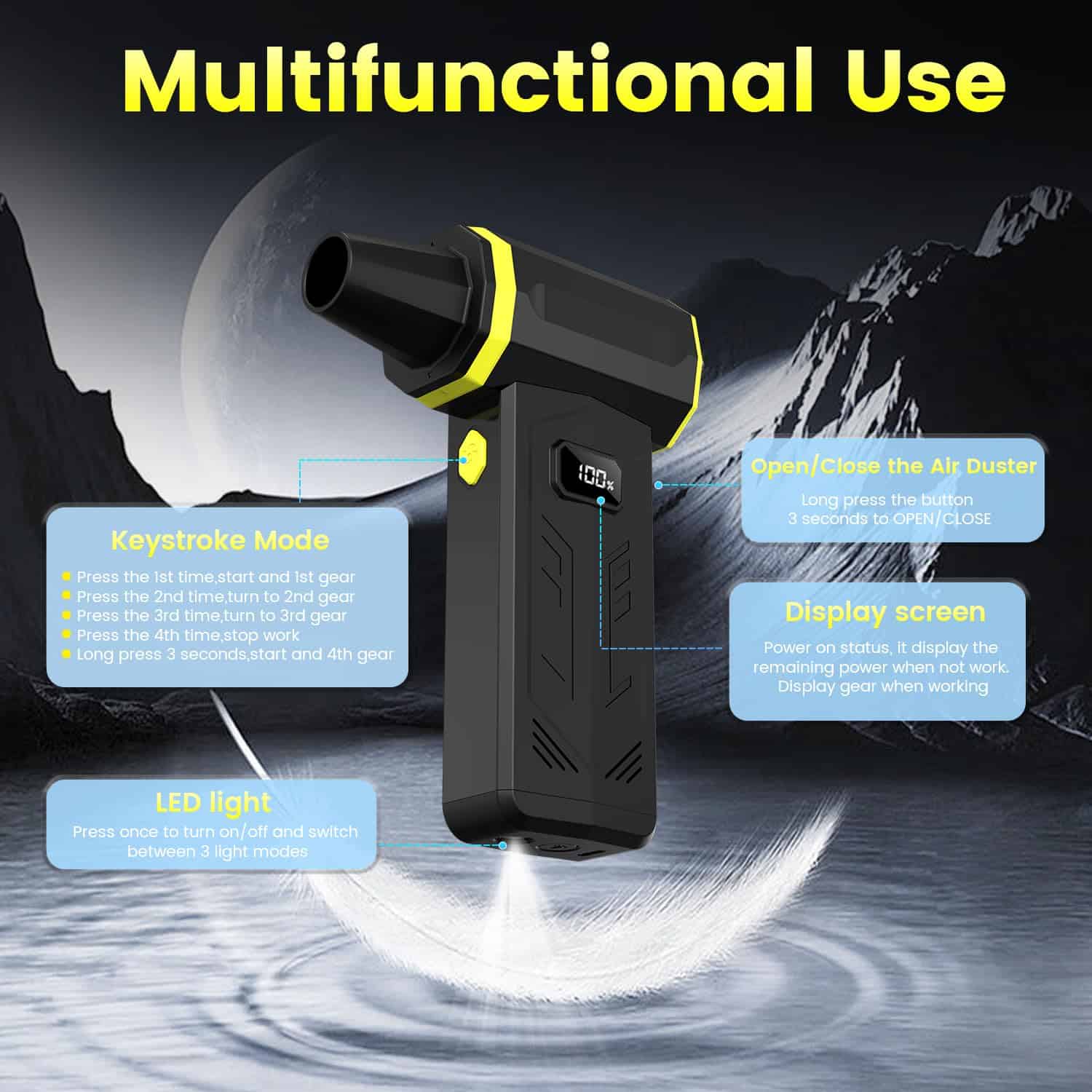 Soplador de Aire Comprimido, Soplador de Aire -Negro - Imagen 10