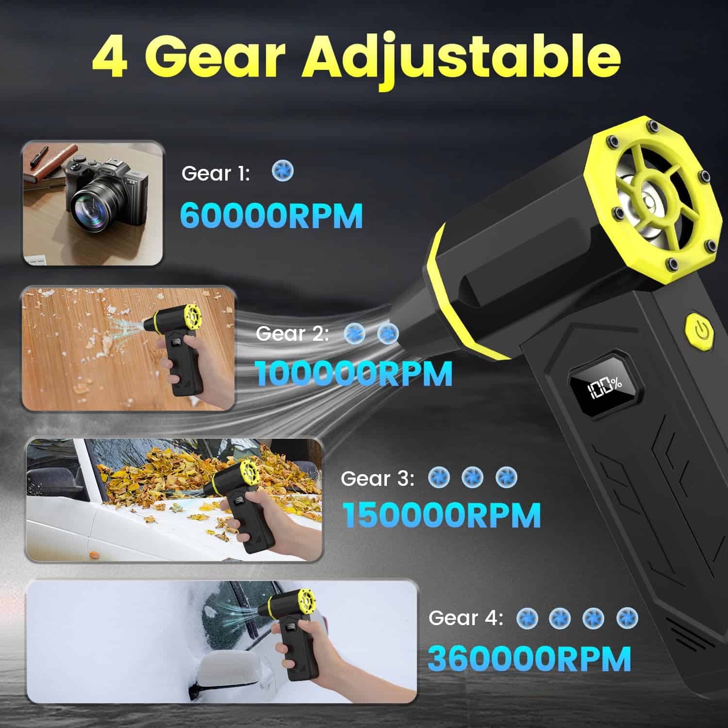 Soplador de Aire Comprimido, Soplador de Aire -Negro - Imagen 4