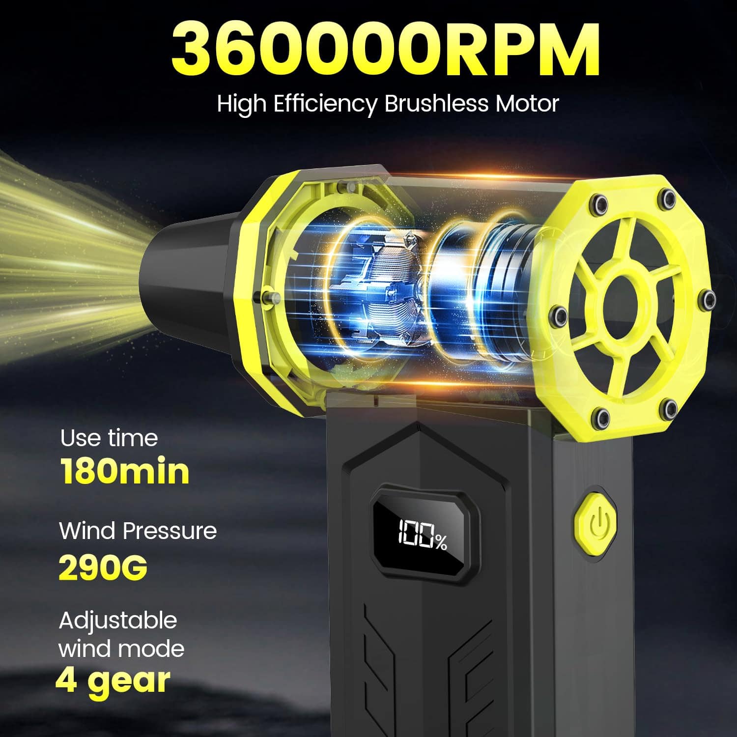 Soplador de Aire Comprimido, Soplador de Aire -Negro - Imagen 3