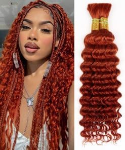 Cabello de Trenzado Humano Ondulado Profundo, Color Naranja