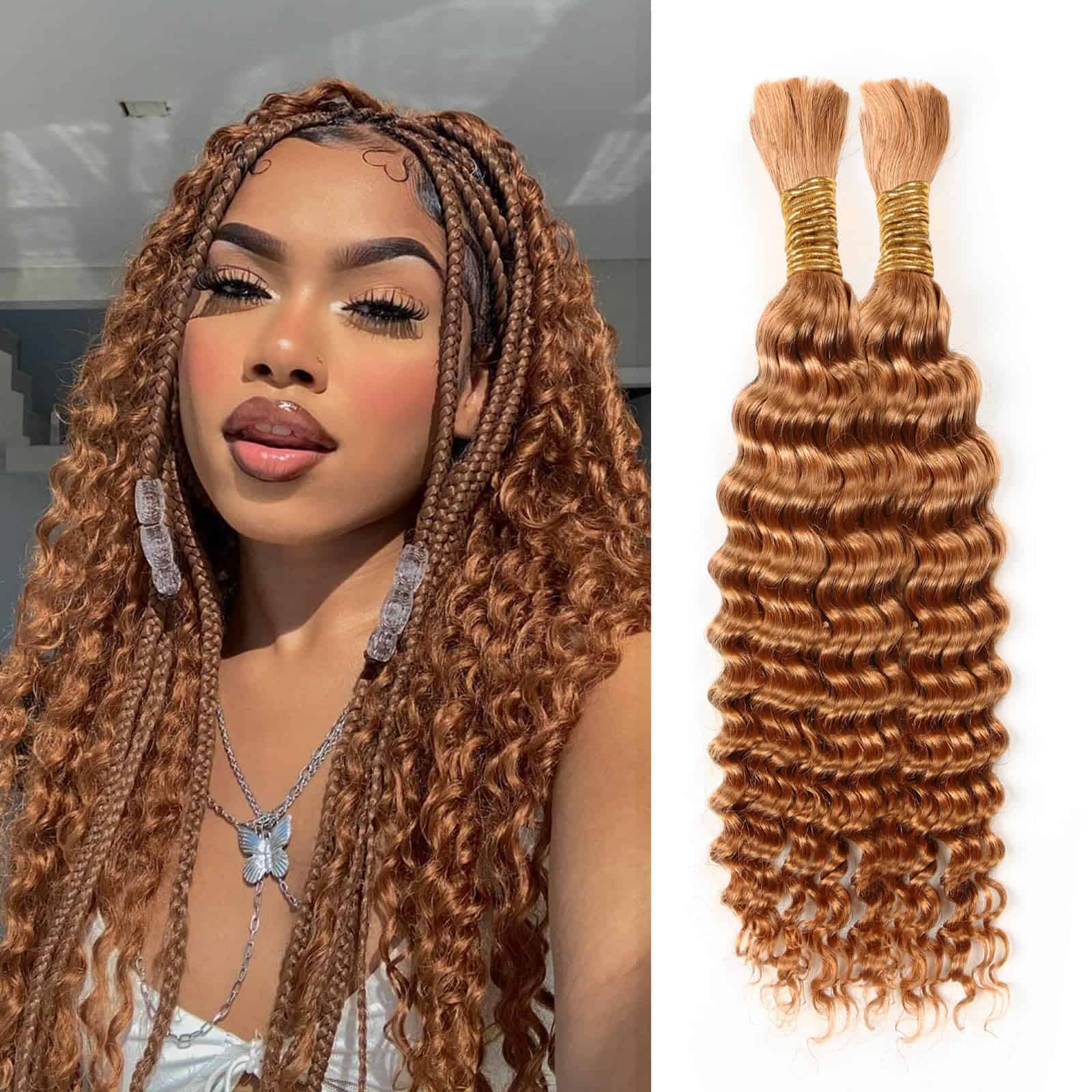 Cabello de Trenzado Humano 18 Pulgadas 100g Rubia Miel Onda