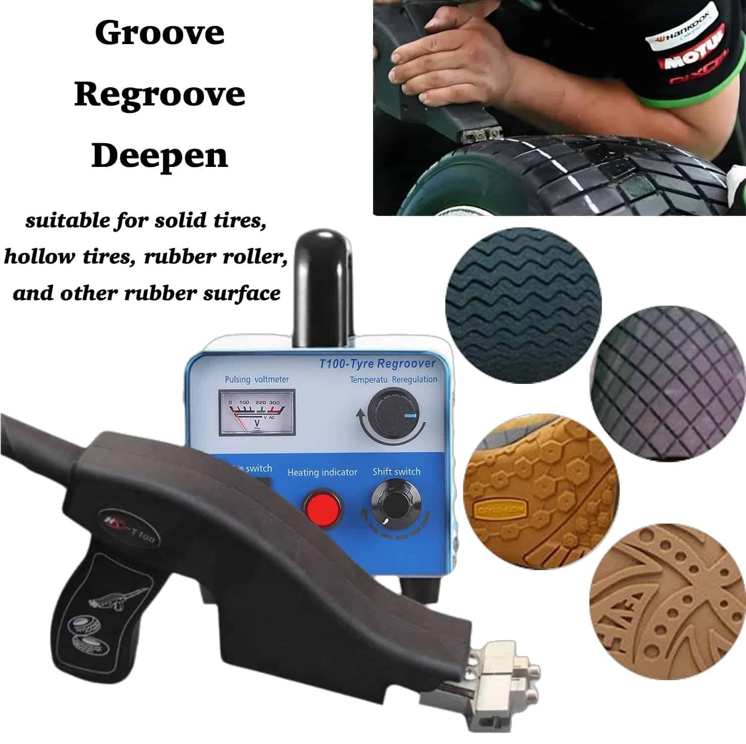 110V Herramienta para ranurar neumáticos, 400W Máquina para - Imagen 4