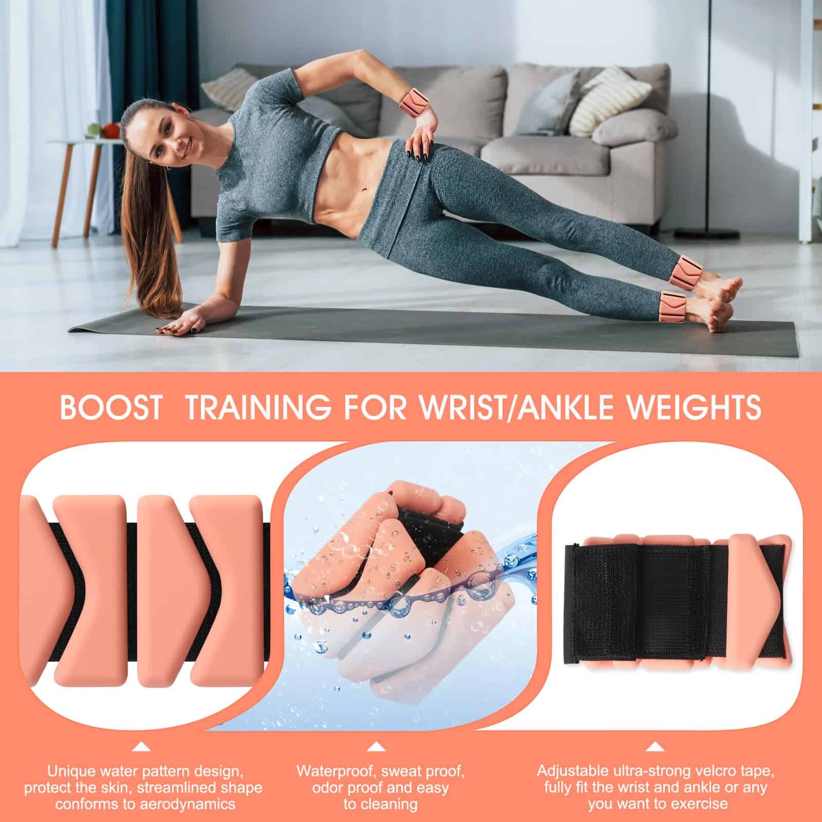 Pesas de muñeca, Pesas de muñeca y tobillo -Naranja - Imagen 4