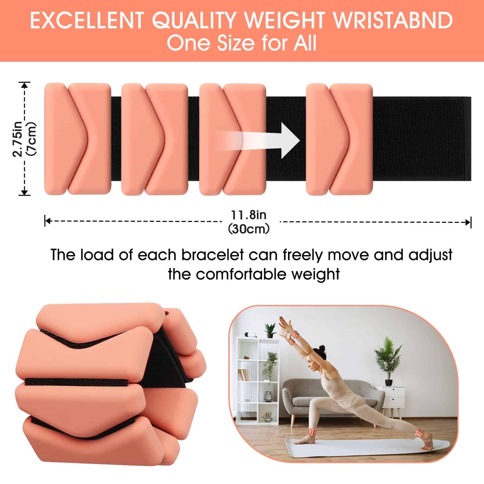 Pesas de muñeca, Pesas de muñeca y tobillo -Naranja - Imagen 3