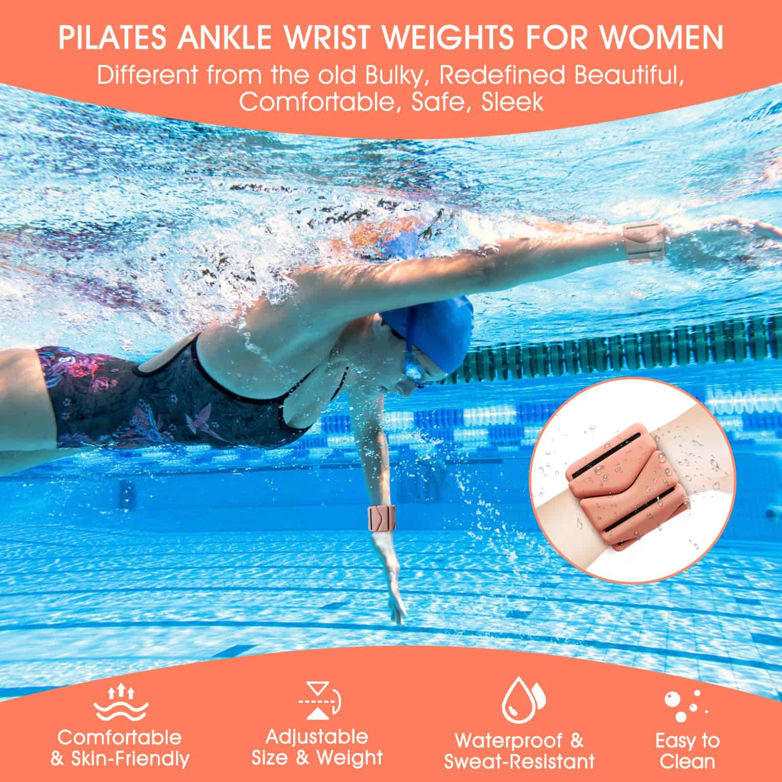 Pesas de muñeca, Pesas de muñeca y tobillo -Naranja - Imagen 5