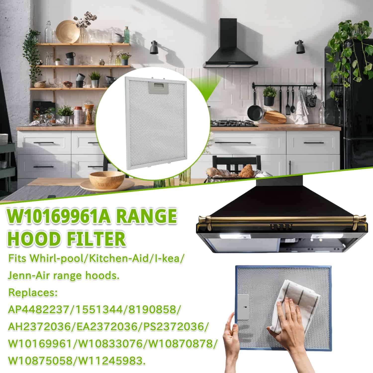 Filtro de campana extractora de repuesto EPLZON W10169961A - Imagen 6