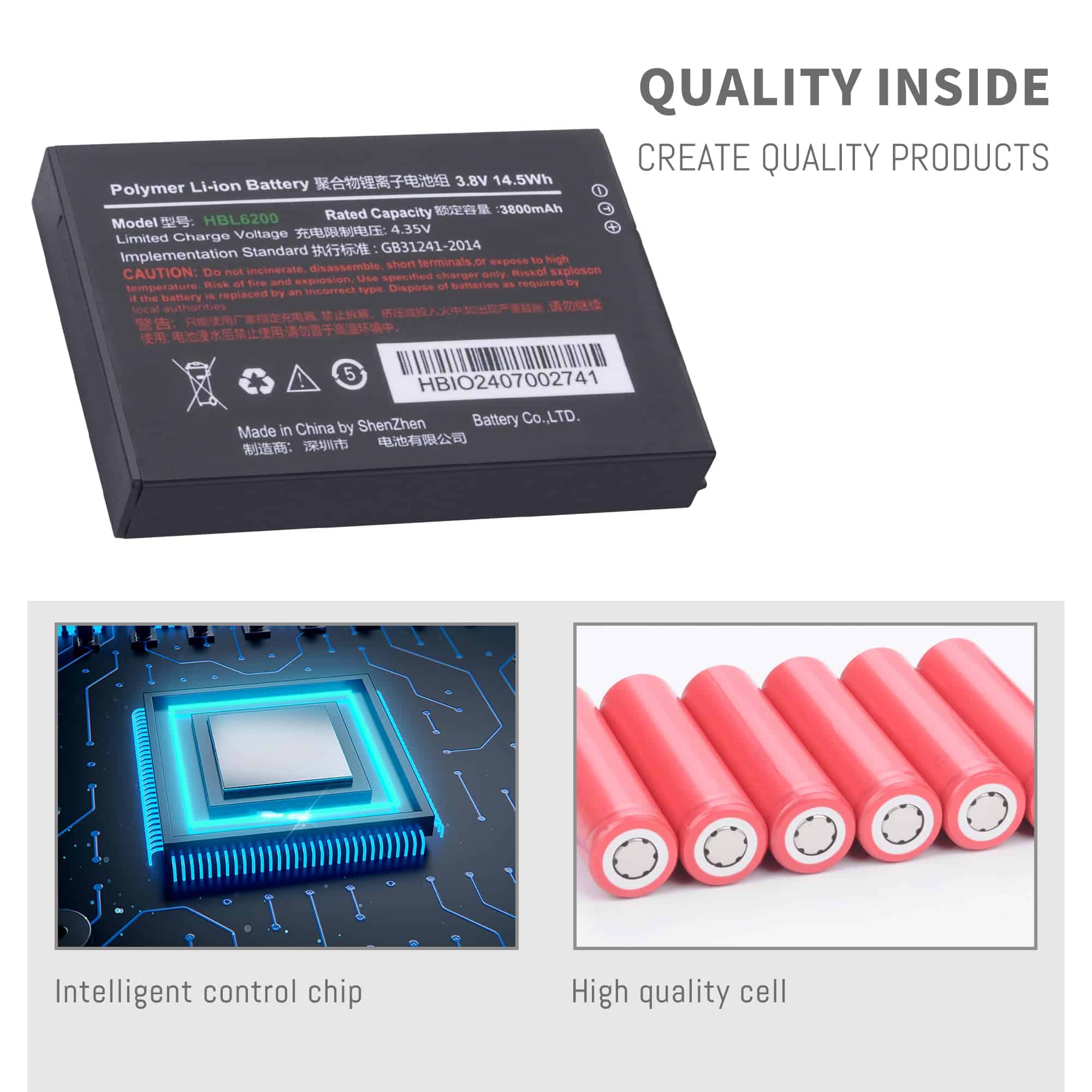 Batería HBL6200 para UROVO I6200S i6300A PDA 6200 6300 con - Imagen 6